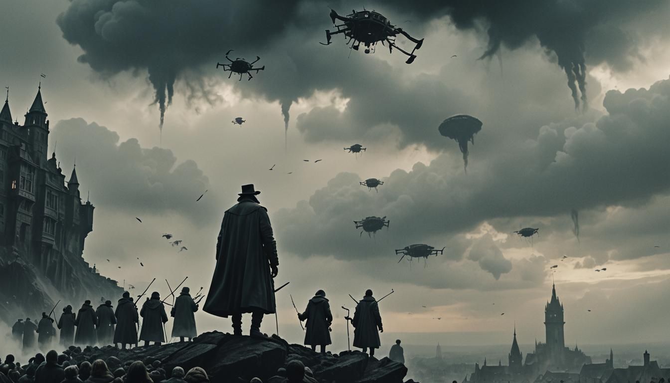 Dystopian Pied Piper Leads Crowd to Cliff