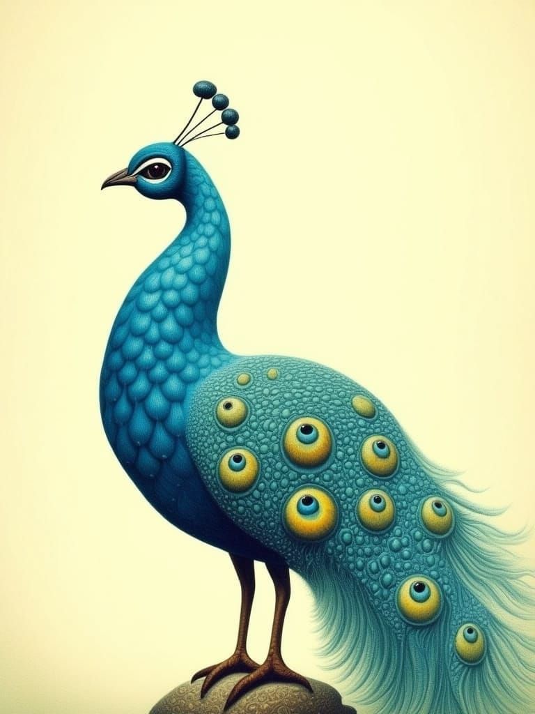 Majestic Peacock in Whimsical Pastel Colors