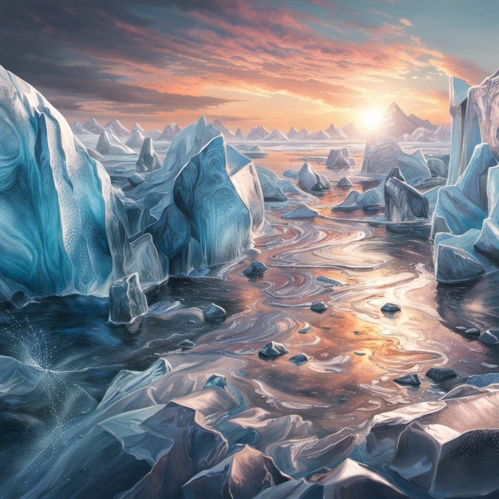Hyperrealistic Ice Landscape in Splash Art Style