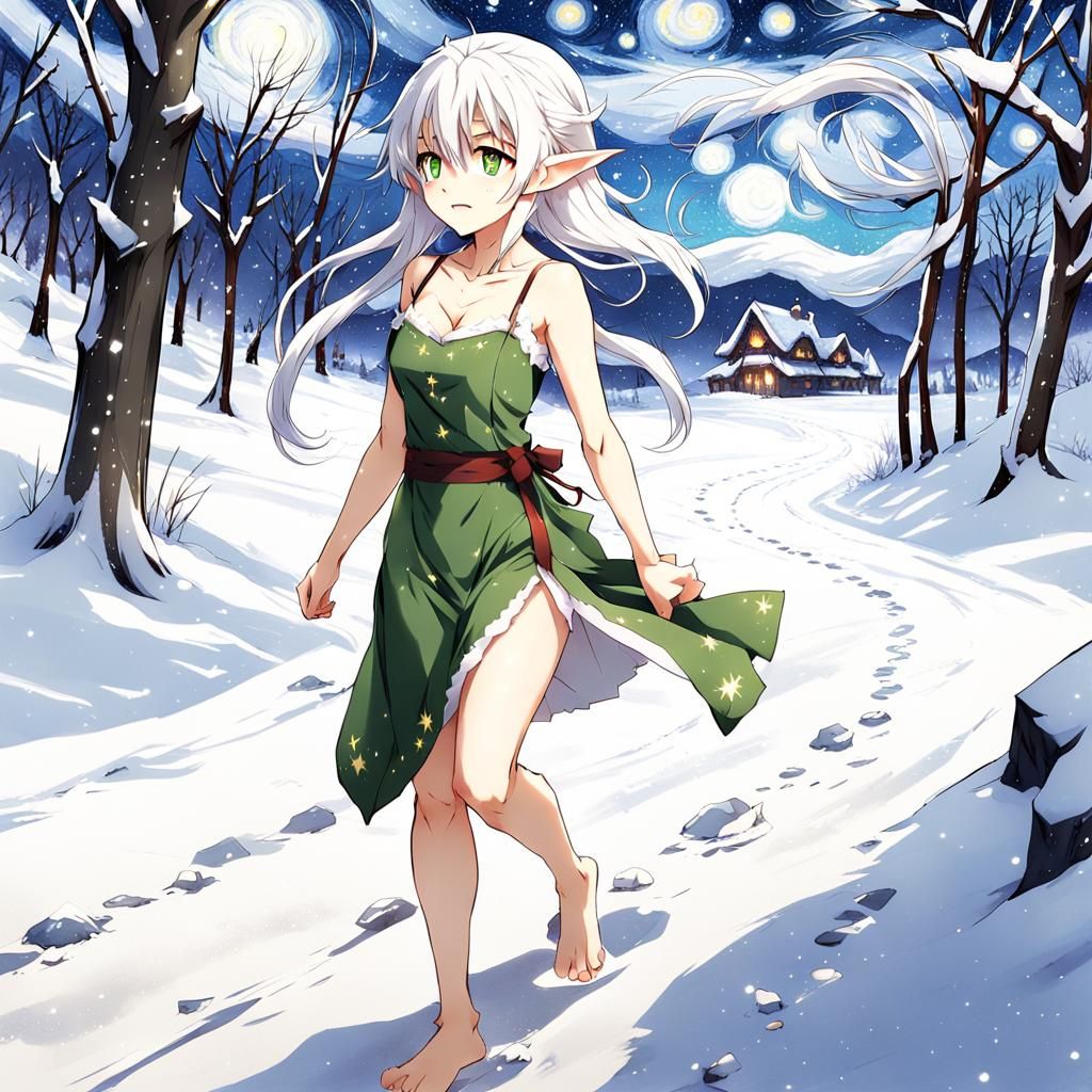 Delighted Elf in Snowy Anime Key Visual