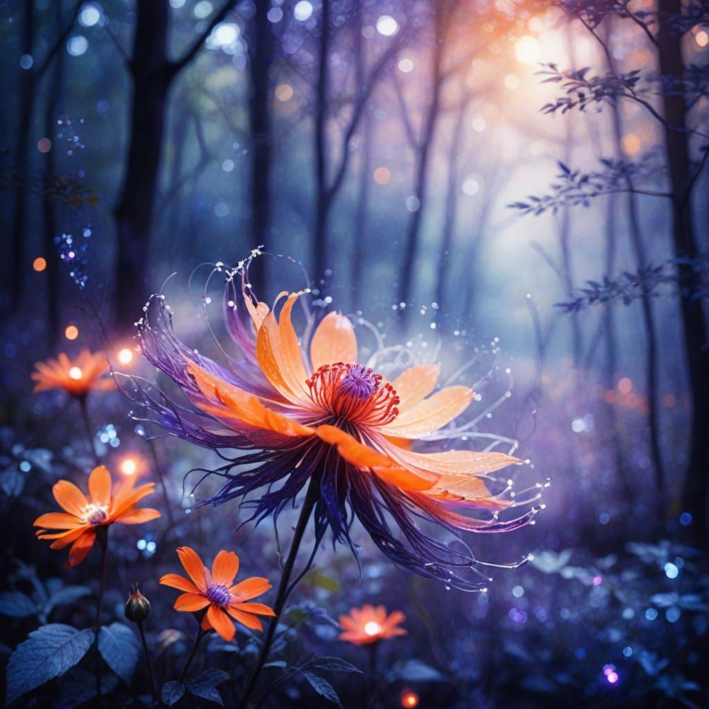 Ethereal Peace Flower in a Surreal Forest