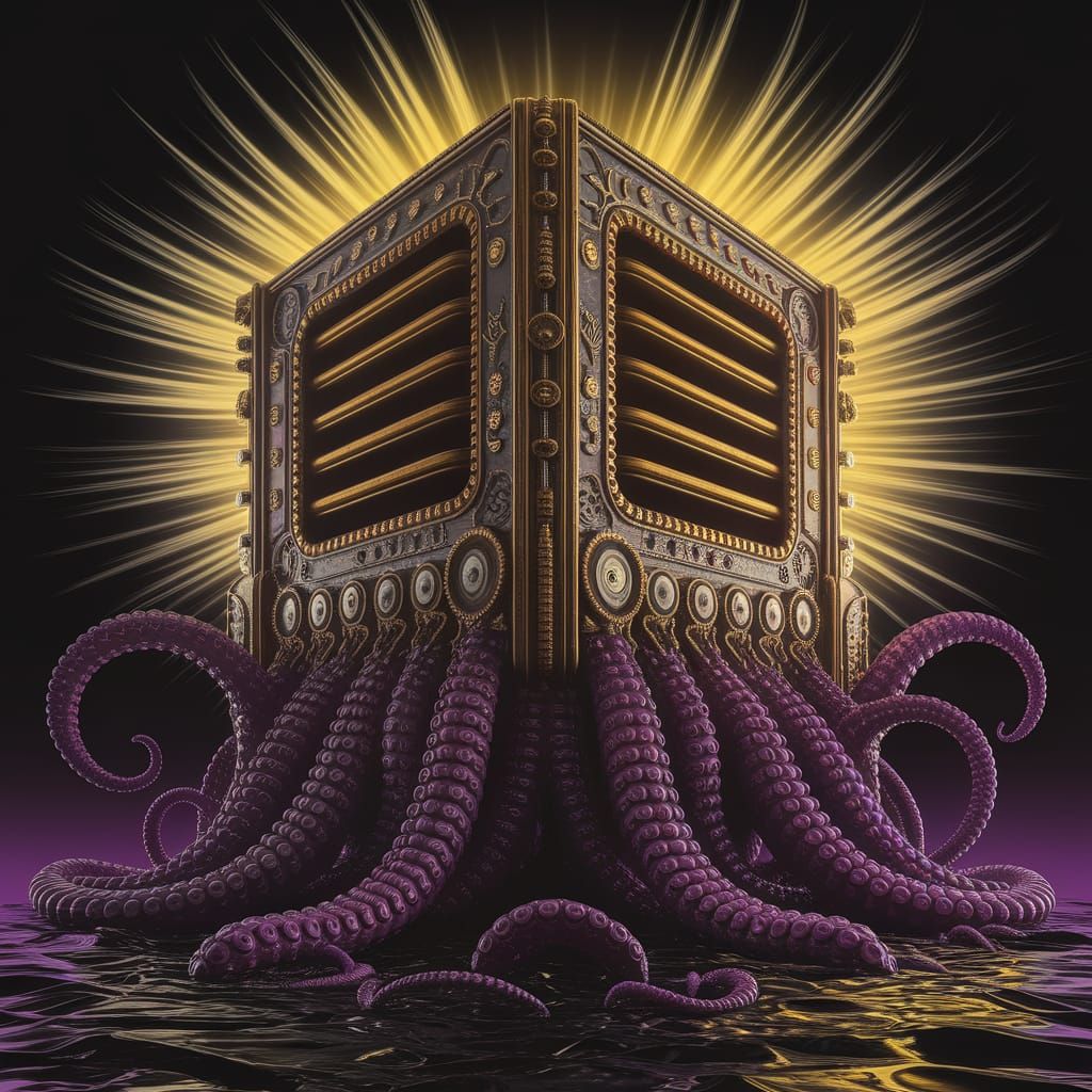 Giger-Inspired Steampunk Gearbox with Tentacled Illusion