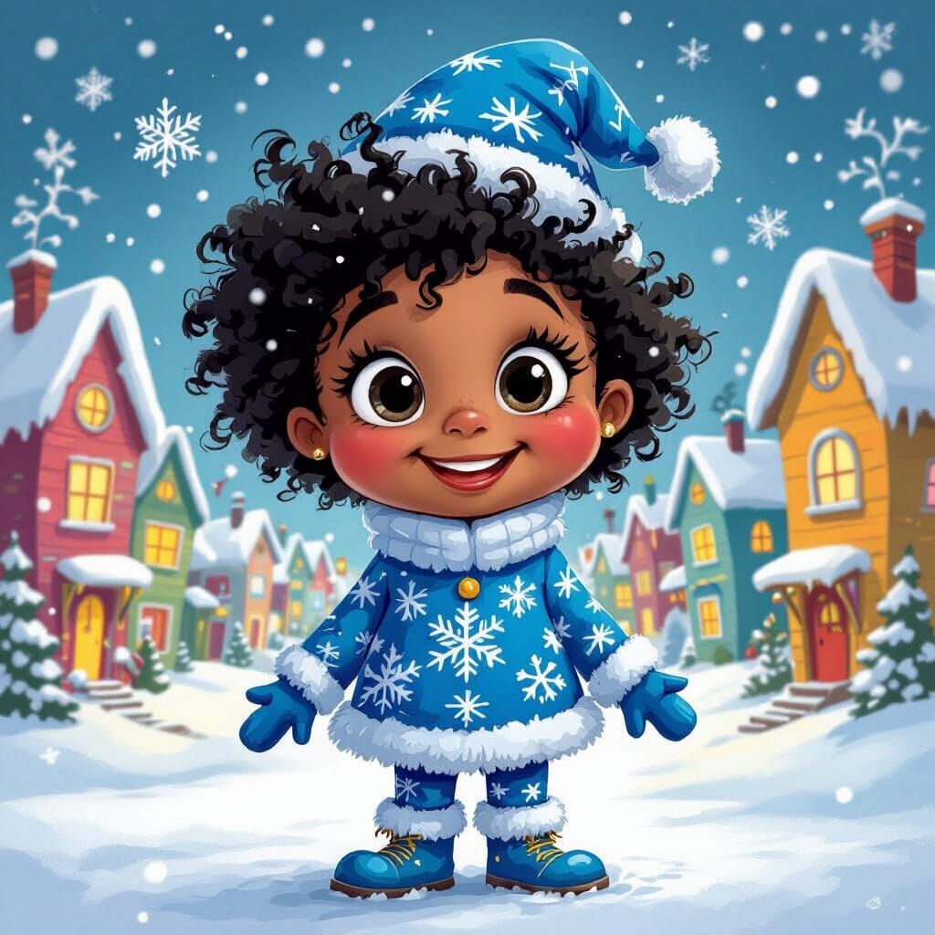 Whimsical African American Character in Festive Whoville Win...