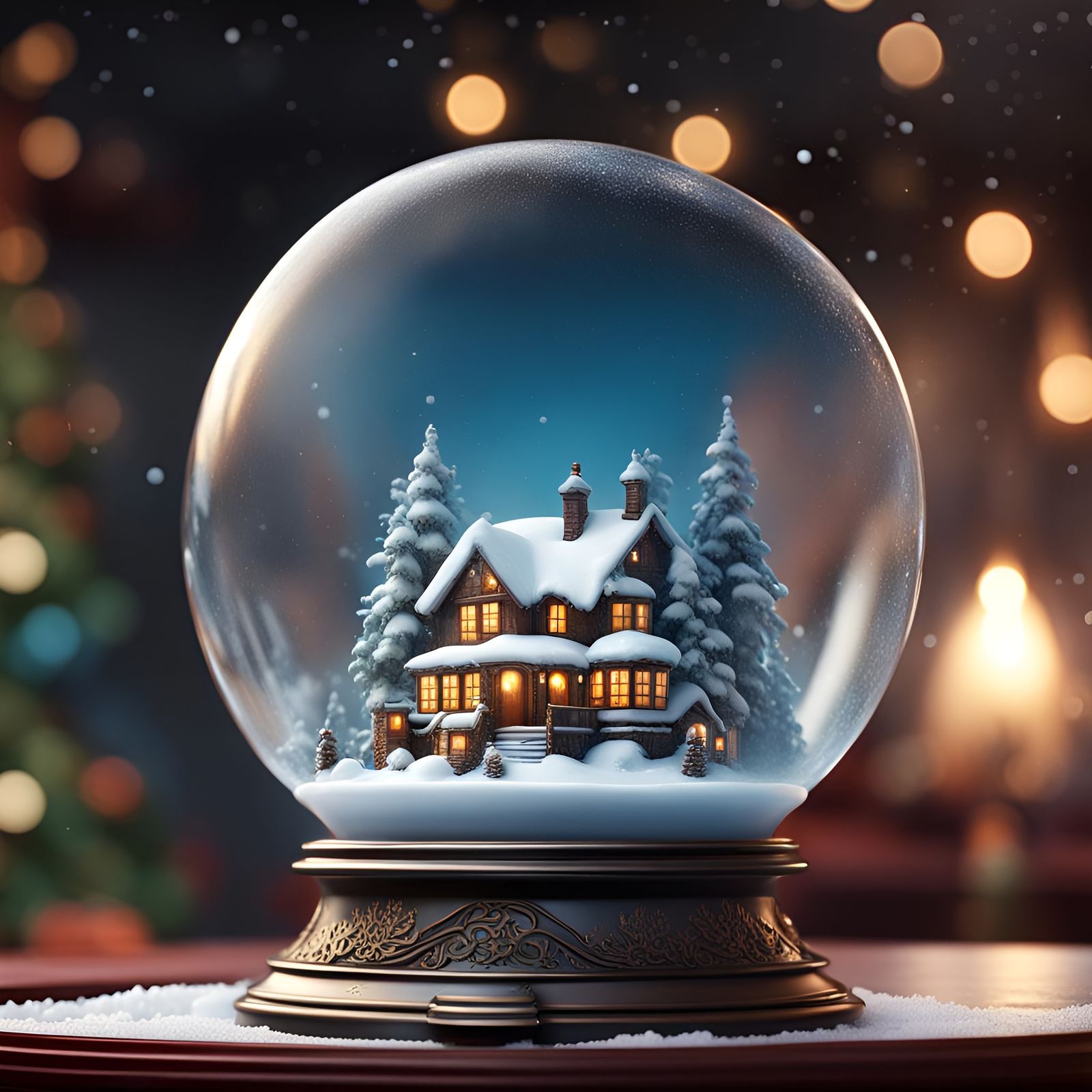 Winter Wonderland Snowglobe on Living Room Table