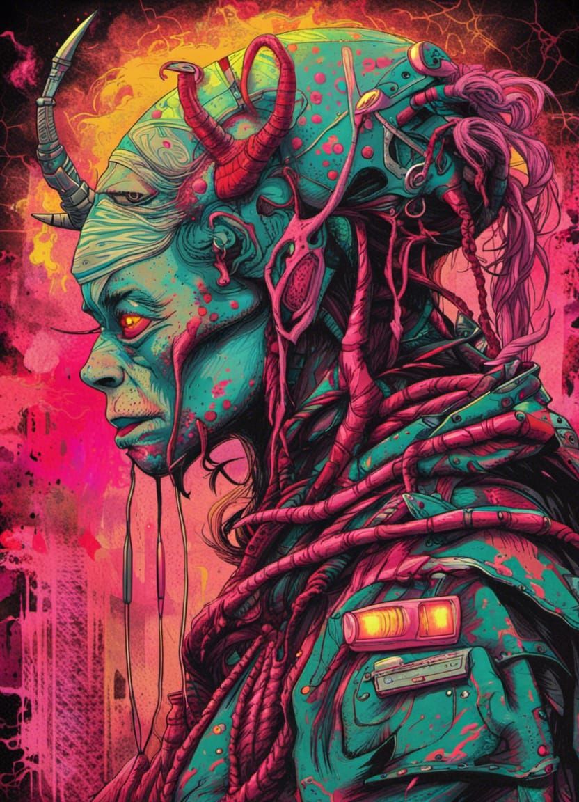 Alien Samurai Pop Art Concept