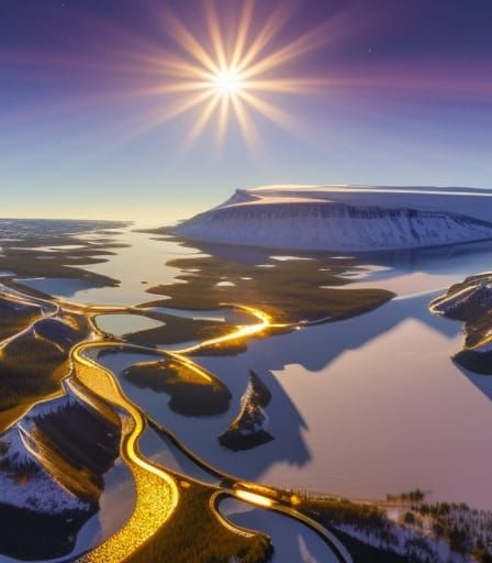 Golden Hour Aerial View of Jokulgilskvisl River