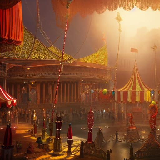 Fantastical Circus Exterior in Detailed Matte Painting