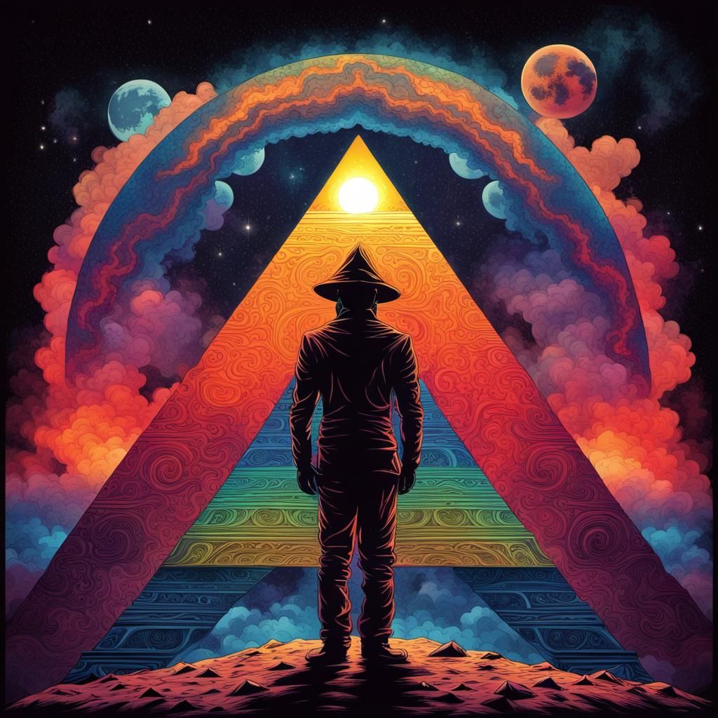 Psychedelic Illuminati Pyramid on the Moon