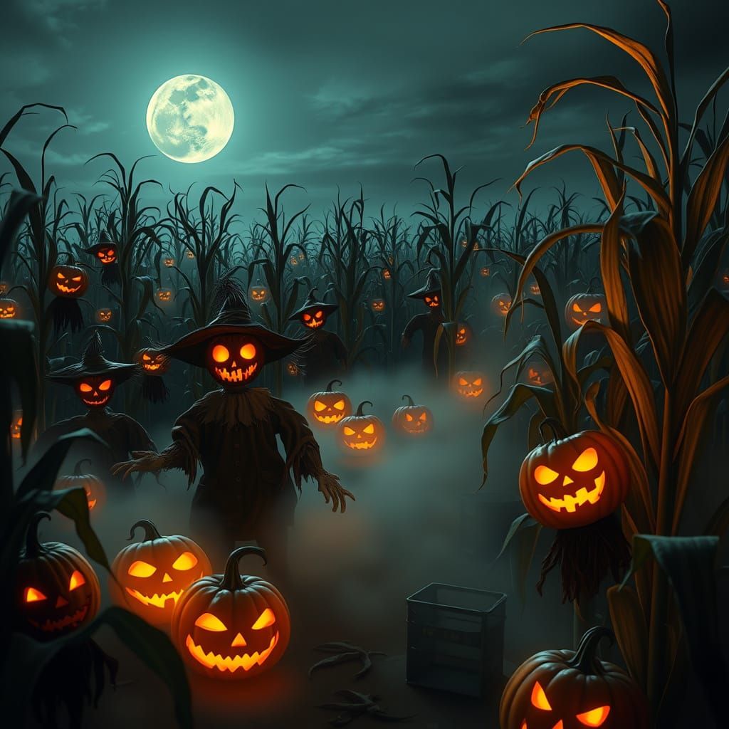 Haunted Corn Maze at Midnight