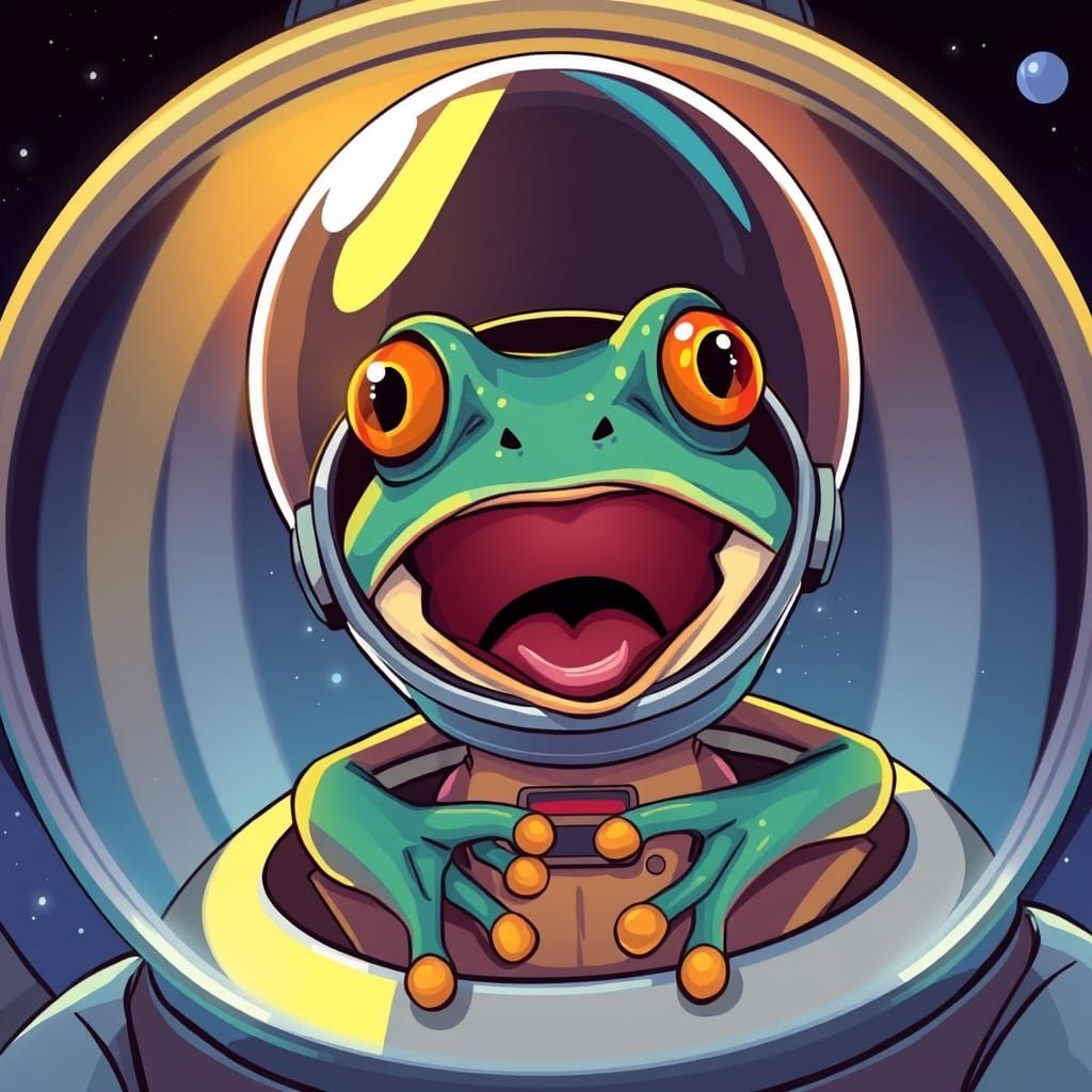 A caracuture of an extremely surprised frog his expression m...