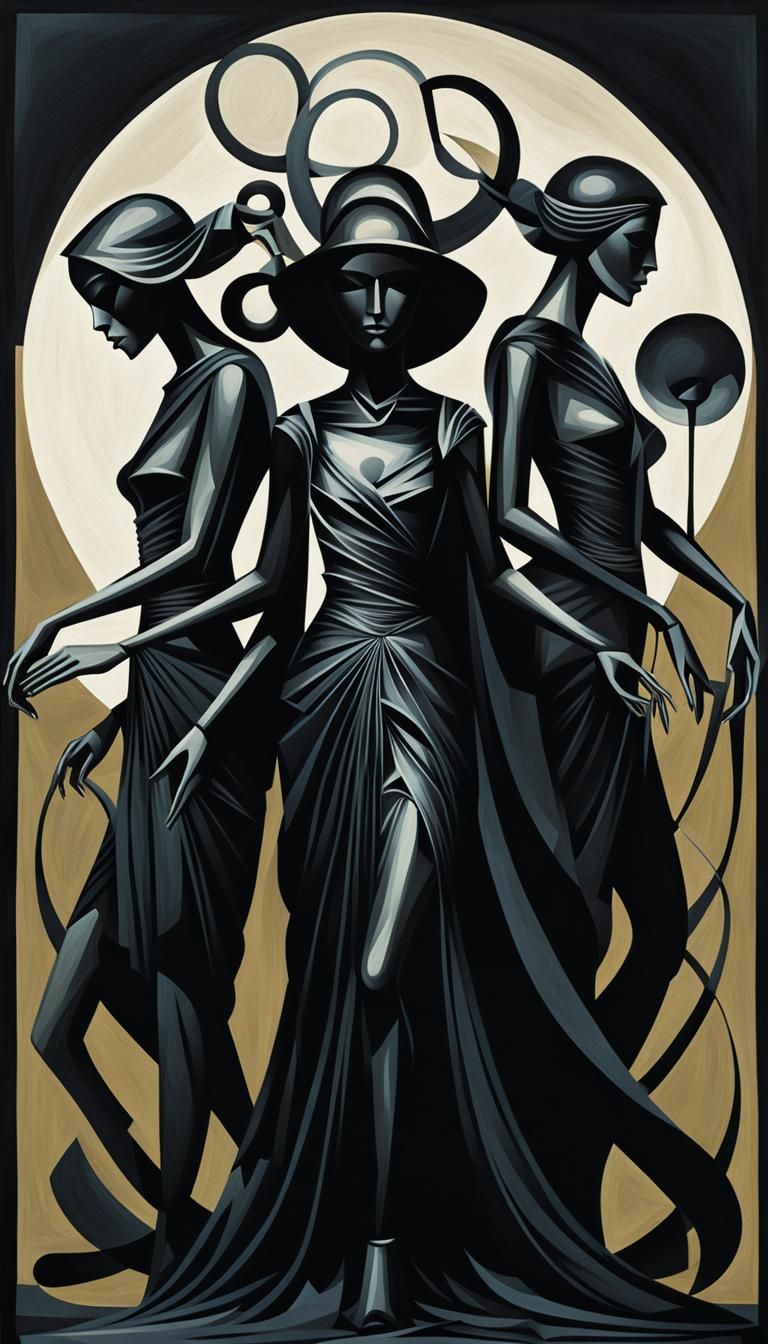 Danse Macabre: Fragmented Figures in Cubist Style