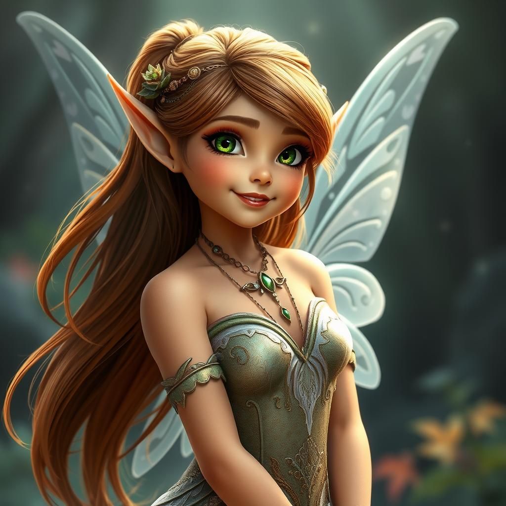 Enchanted Elf Fairy with Green Eyes in Digital Art