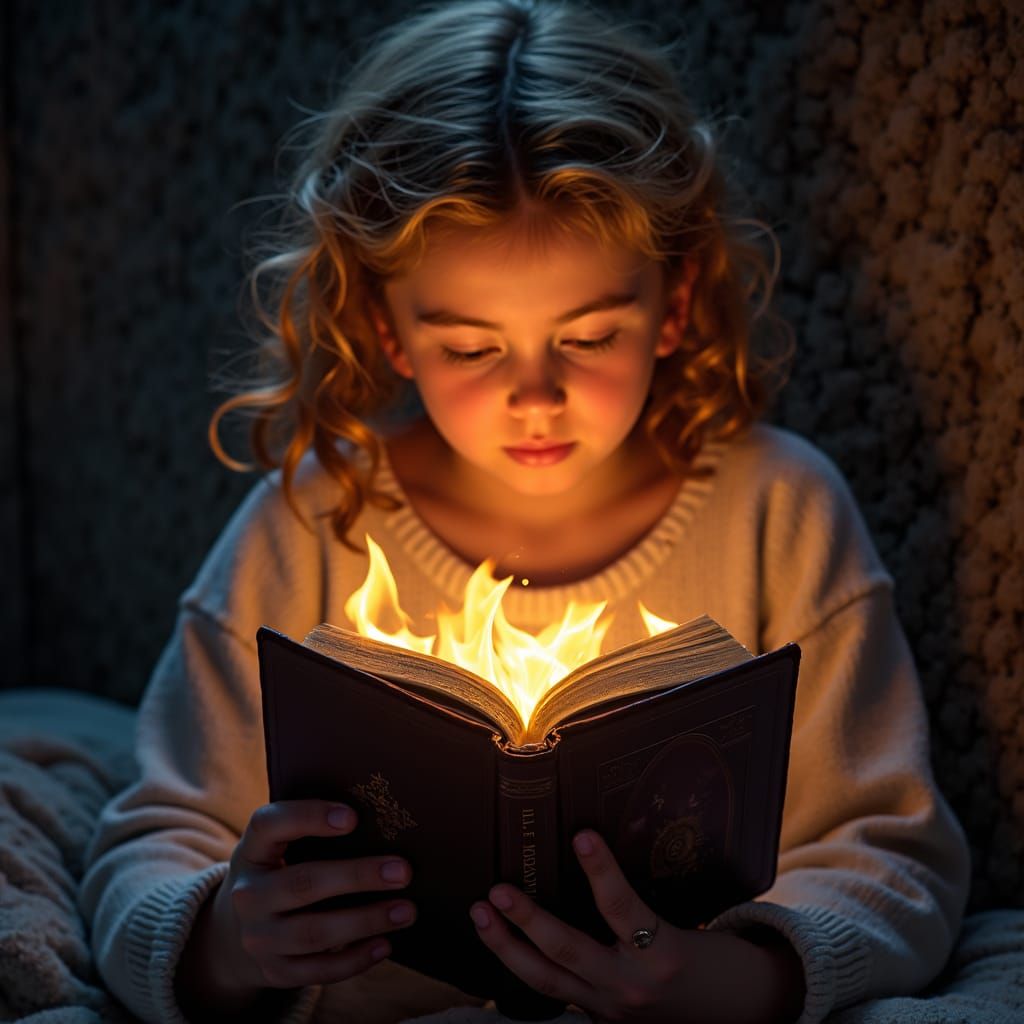 Glowing Book Lights Up Face
