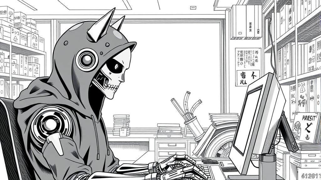 T-800 Endoskeleton in Junji Ito Manga Style