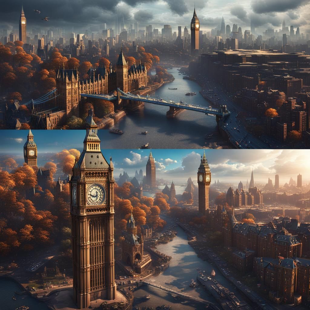 London and New York Combination in Detailed Painting