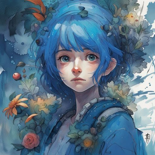 AI Generated Image of a Blue Girl