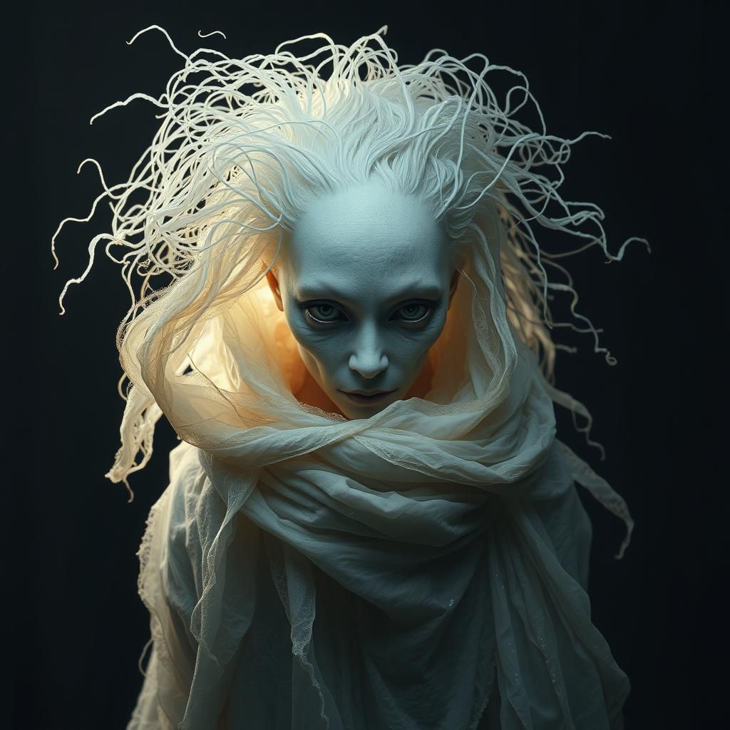 Ethereal Spectral Entity in Surreal Landscape