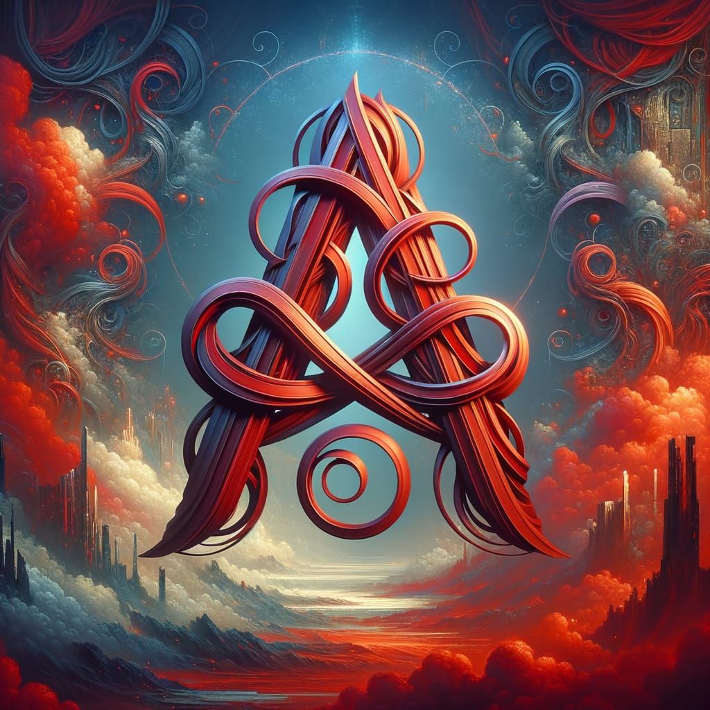Elaborate Red 'A' Symbol in Fantasy Art Style