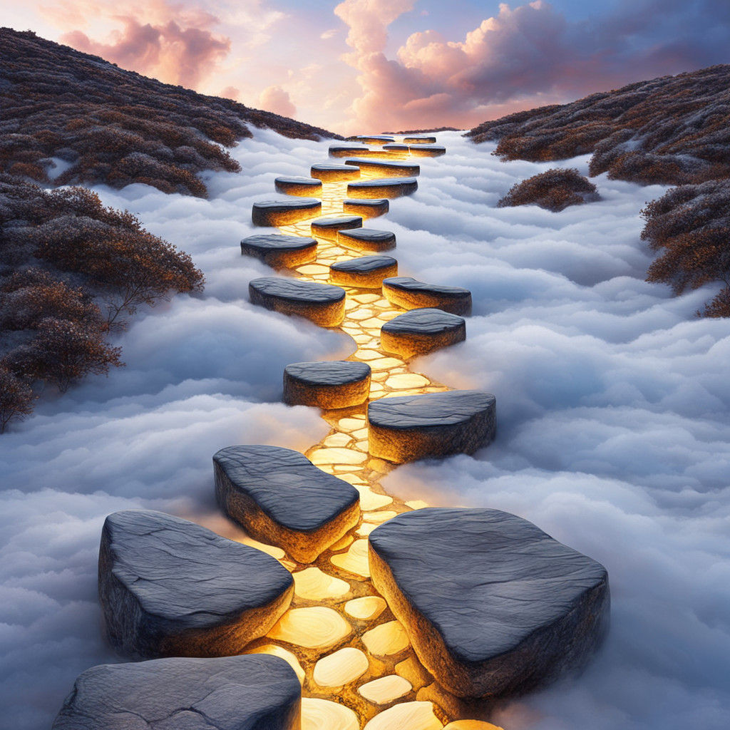 Dreamlike Road on Clouds in Vibrant Oil