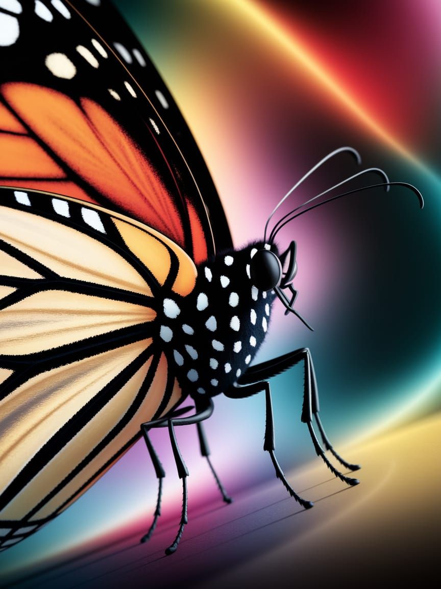 Hyperrealistic Macro Closeup of a Monarch Butterfly