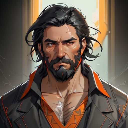 Stern Portrait in Hyperdetailed Style