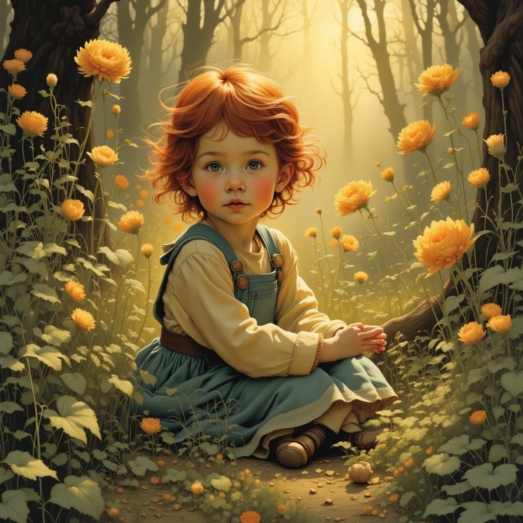 <lora:a past world flux:1.0> Oakley is a 1 year old baby red...