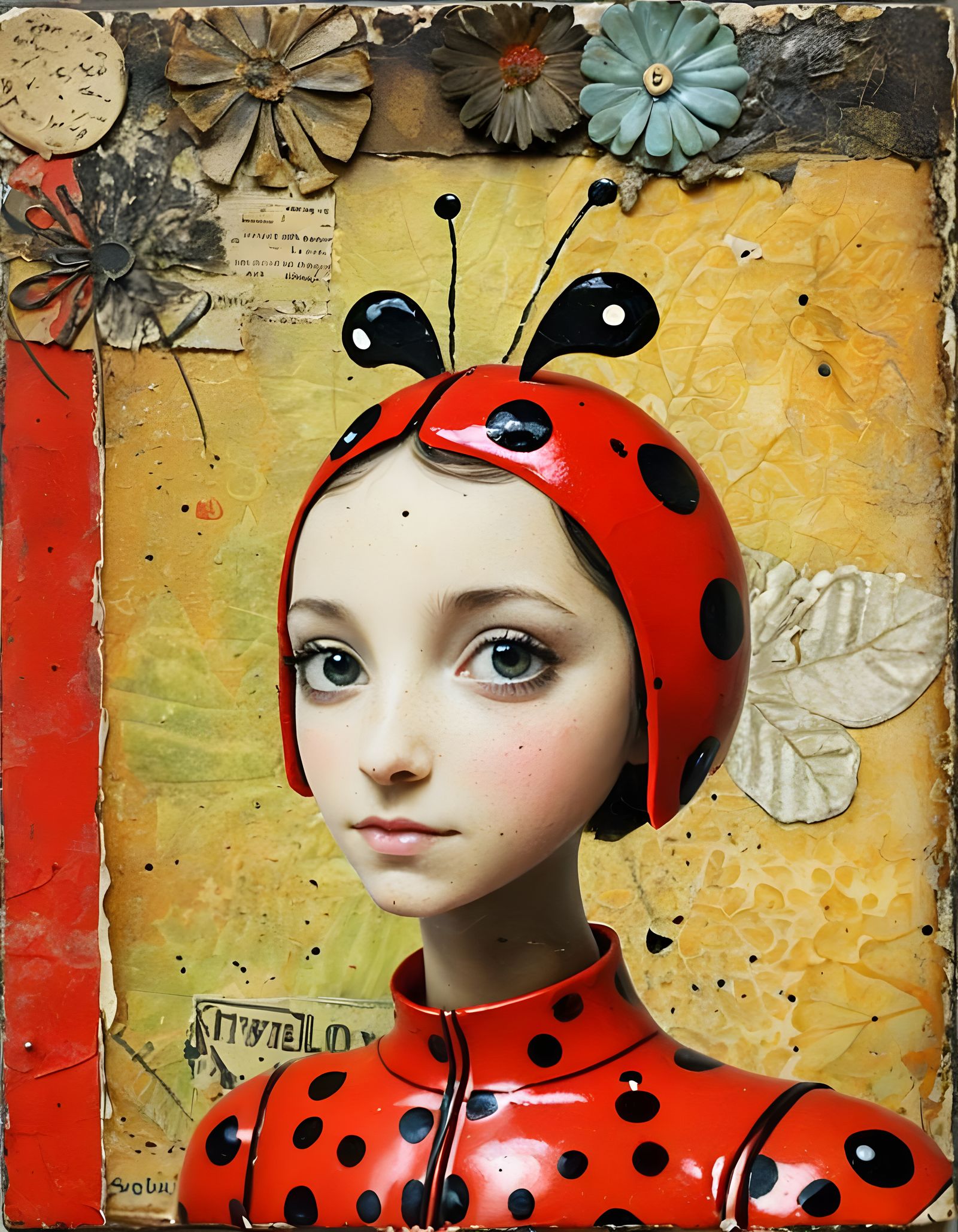 Whimsical Ladybug Human Mosaic