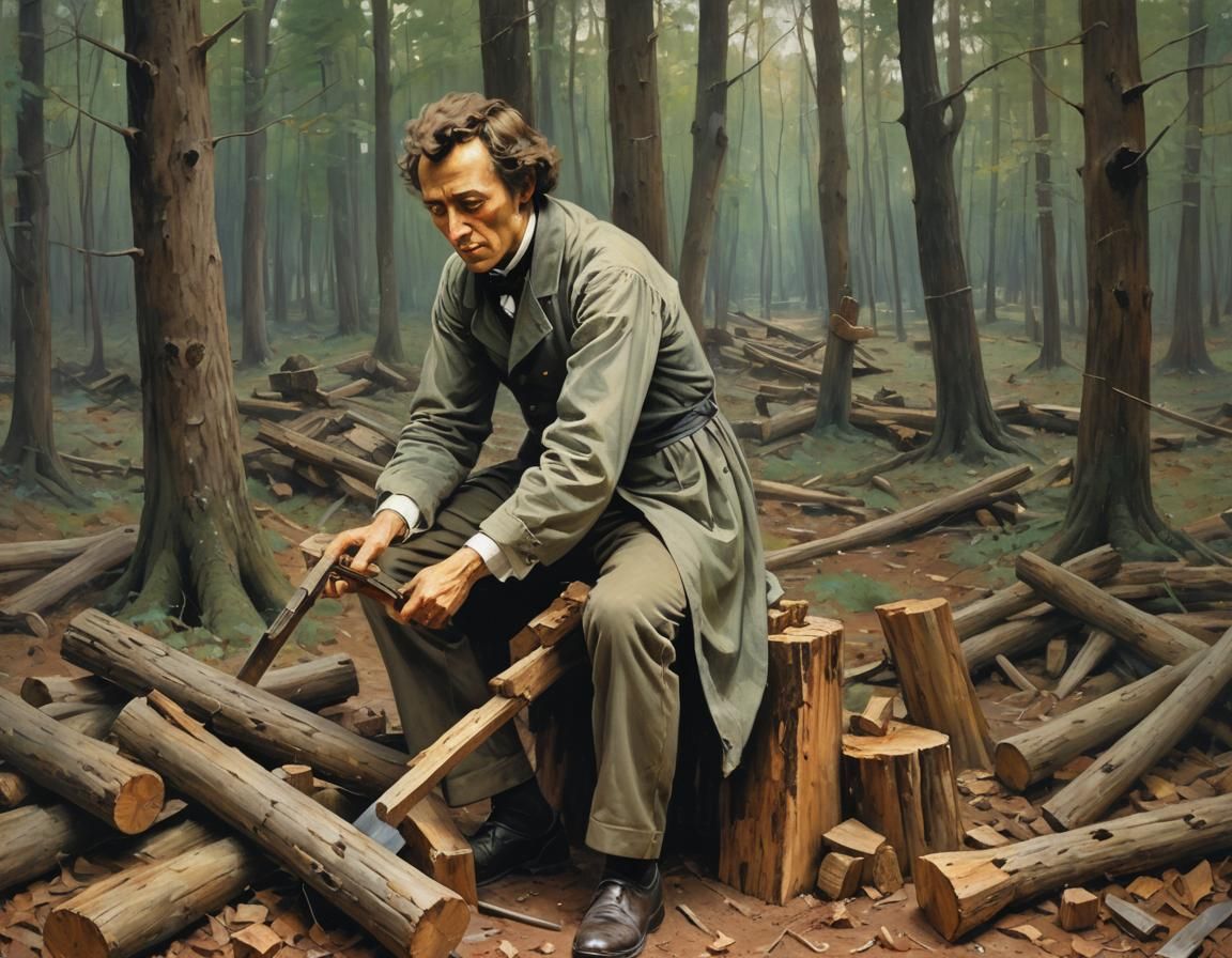 Chopin Chopping Wood: An Oil Painting