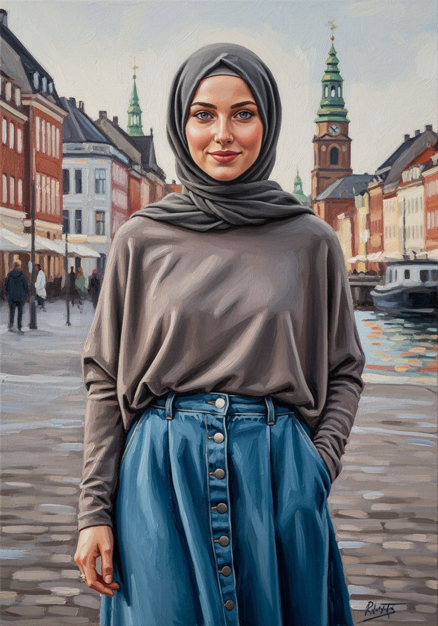 Elegant Danish Woman Portrait in Impressionistic Copenhagen