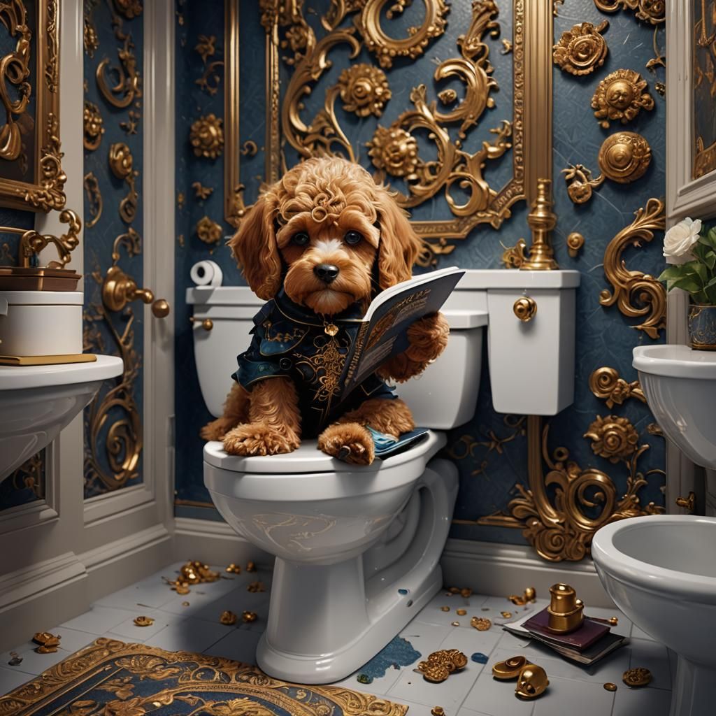 Cavapoo Engrossed in Reading: Detailed Matte Painting