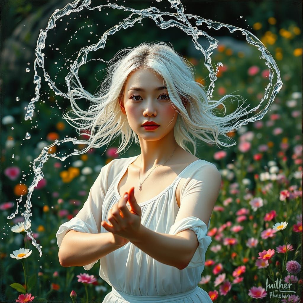 Young Woman Conquers Fluid Magic in Vibrant Training Field