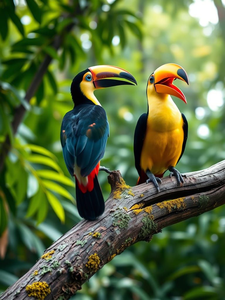 Vibrant Toucans in Tropical Forest Photography