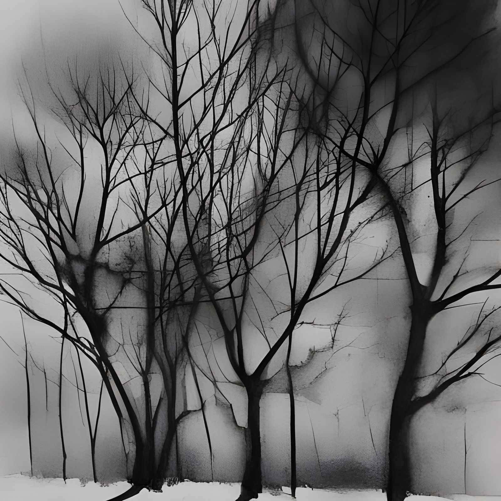 Melancholic Winter Landscape in Watercolor