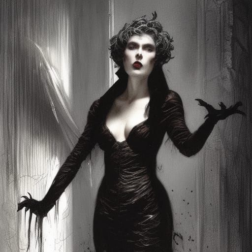 Horror Cruella Portrait in Gustave Doré Style
