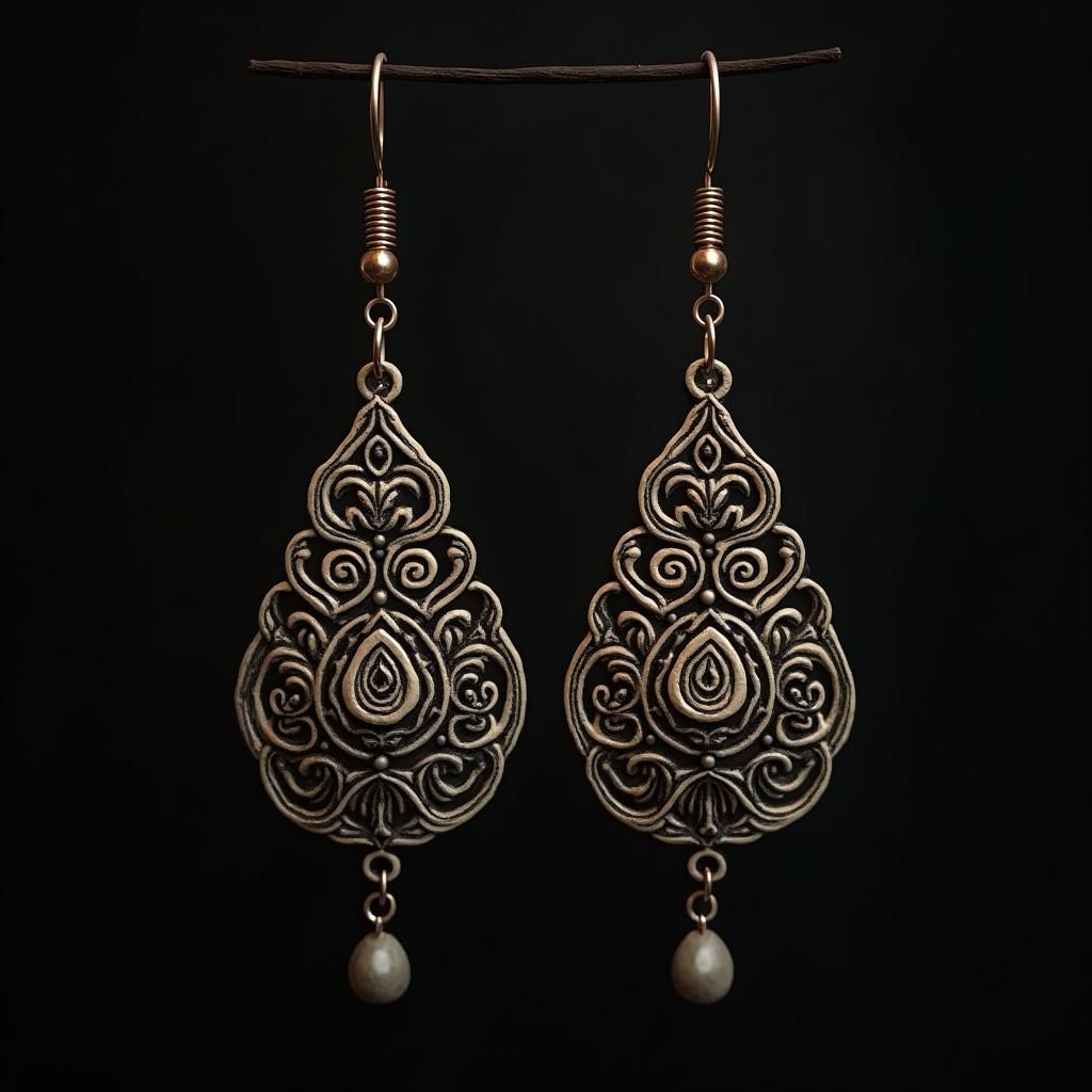 Elegant Polymer Clay Earrings in High-Fantasy Style