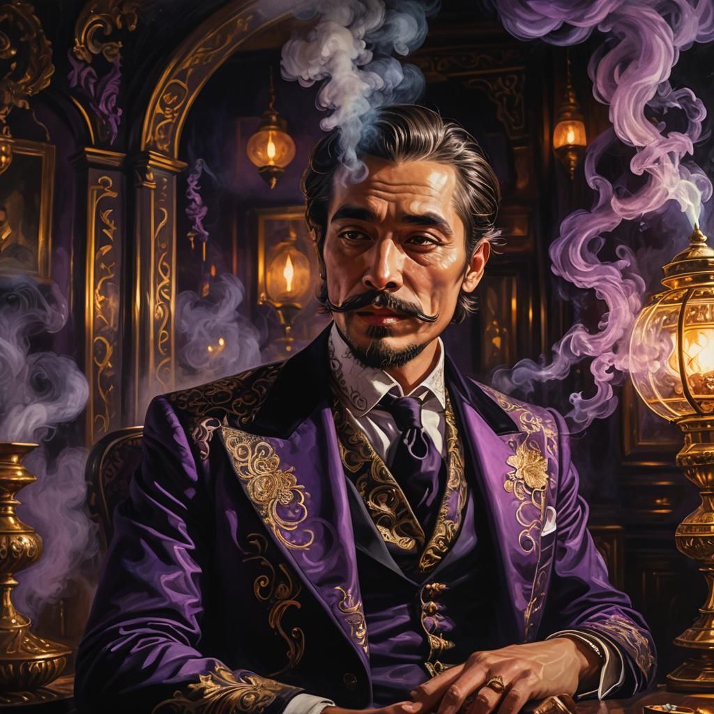 Opulent Opium Den Portrait in Dark Fantasy Style