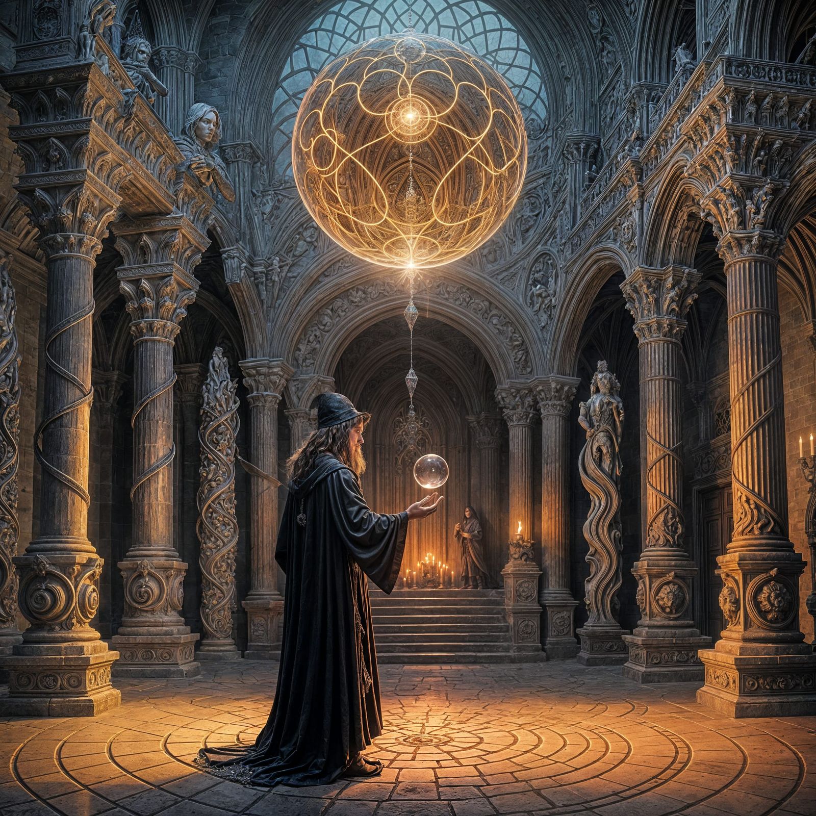 Gothic Wizard Conjured Magic in Cinematic Lighting