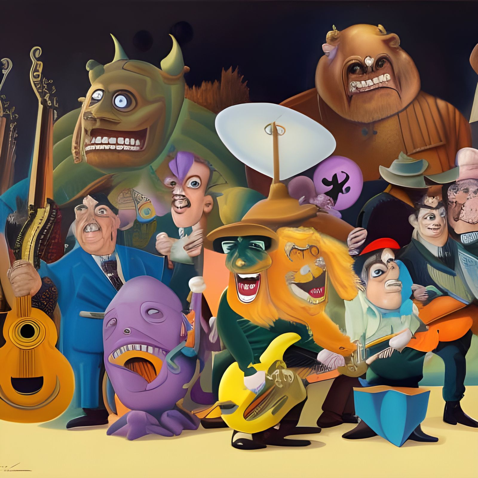Cartoon Band Image in Gropper and Disney Style