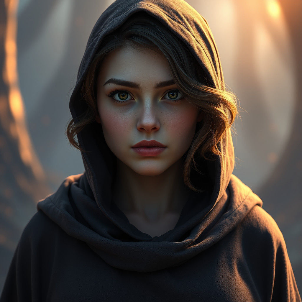 Mystical Woman in Dark Robe: Fantasy Concept Art