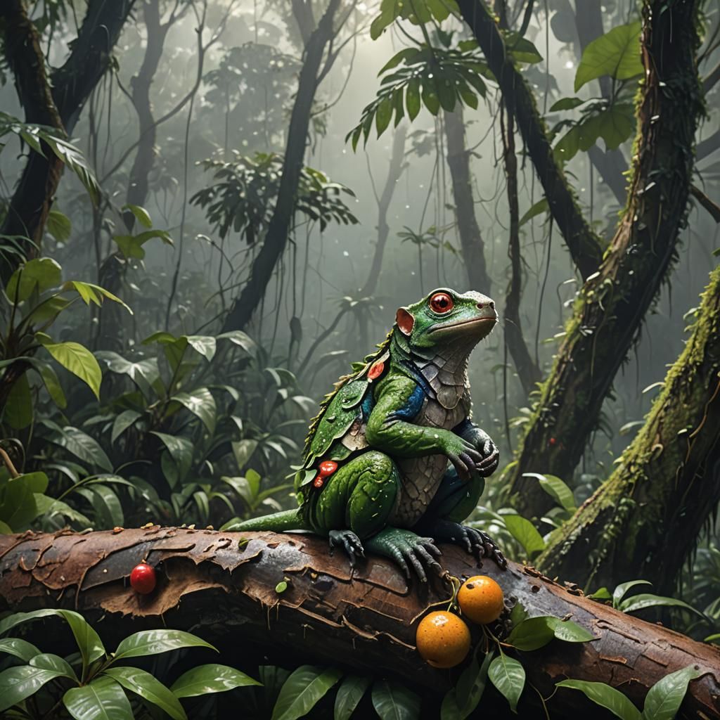 Hyperrealistic Lemure Portrait in Rainforest