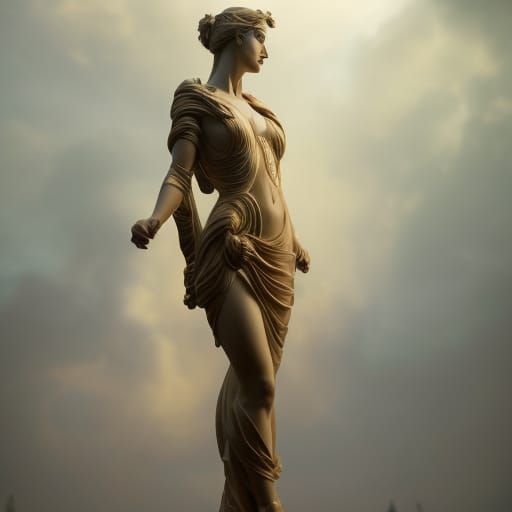 Hyperrealistic Roman Statue in Oil Painting Style