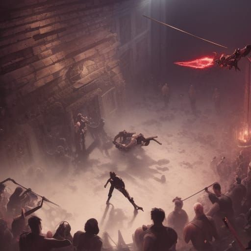 Spectators Cheer in Dark Fantasy Underground Arena