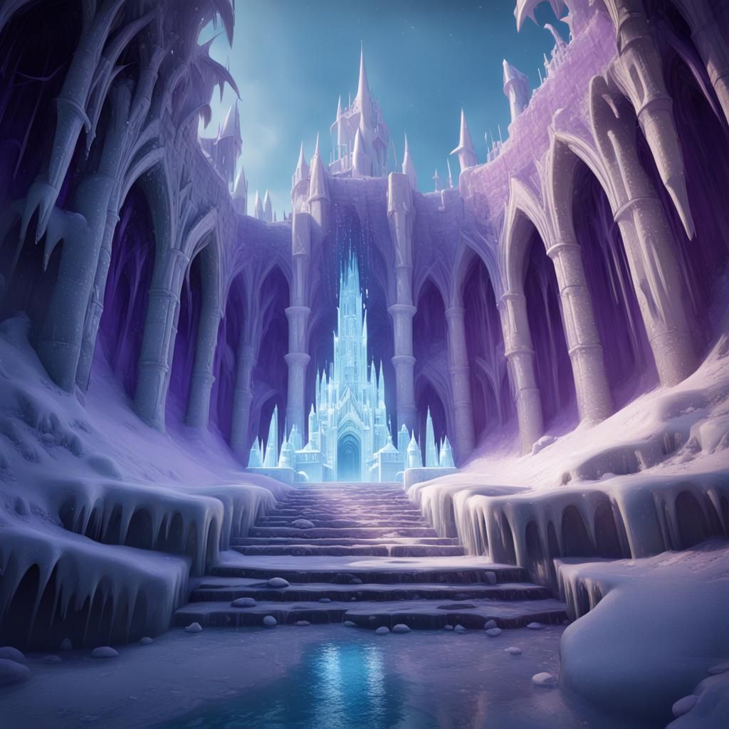 Epic Ice Castle in Dark Fantasy Style