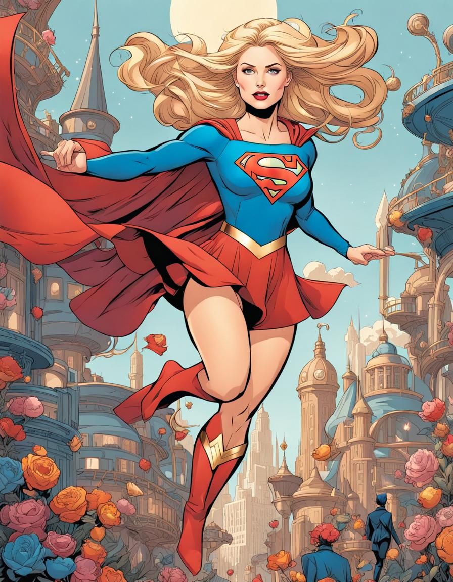 Supergirl in Magical Futuristic Victorian Style