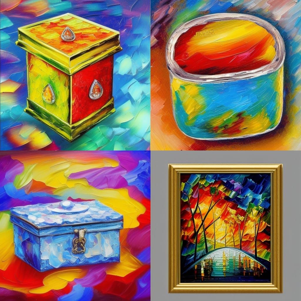 Jewelry Box with Diamond: Expressionist Oil Painting