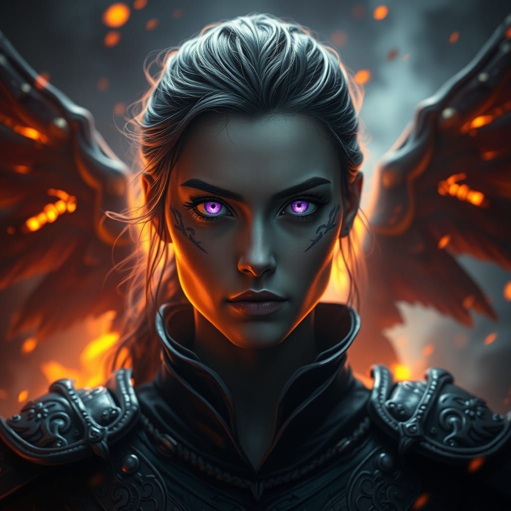 Stoic Dark Fantasy Warrior Emerge from Arcane Portal