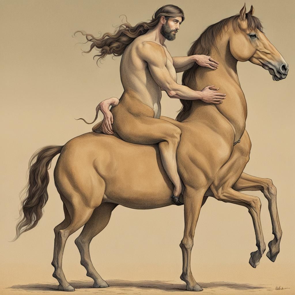 Unconventional Centaur: Human Torso Below Horse