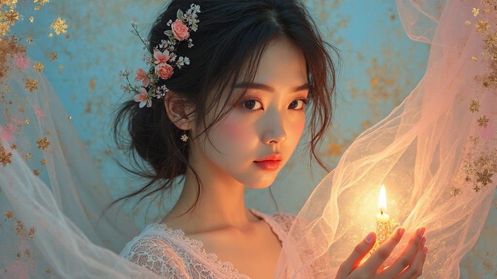 Ethereal Easter Nightgown in Asian-Inspired Art