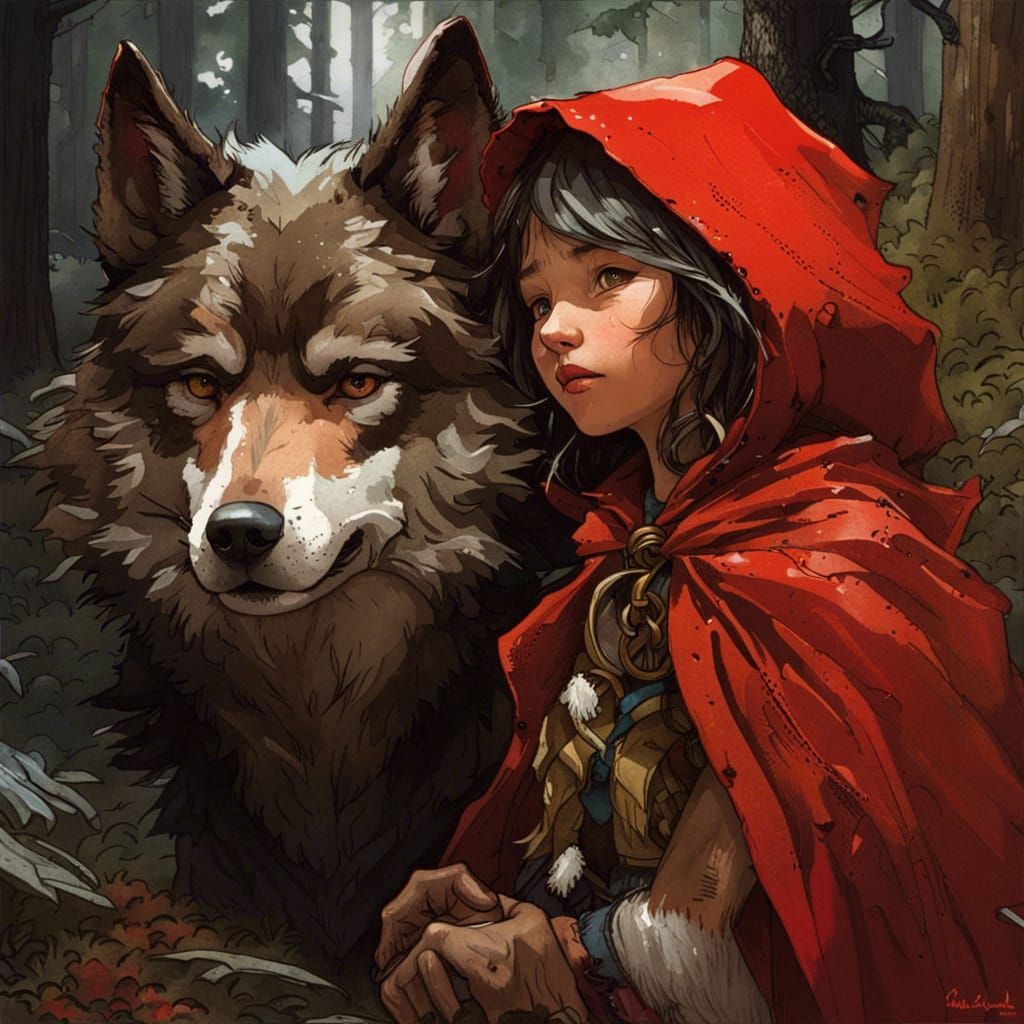 Little Red Riding Hood and Wolf Portrait