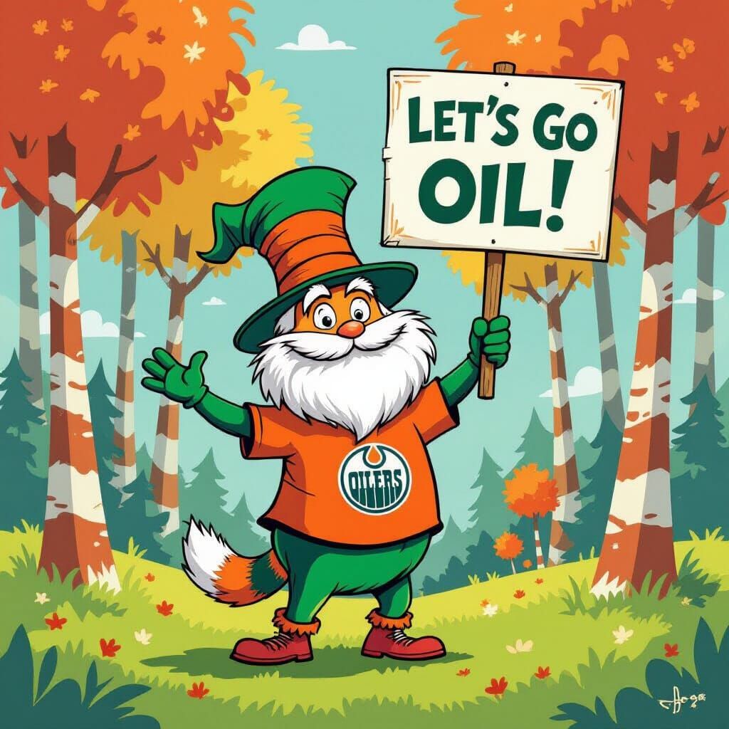 Lorax Cheers for Oilers in Seuss Style